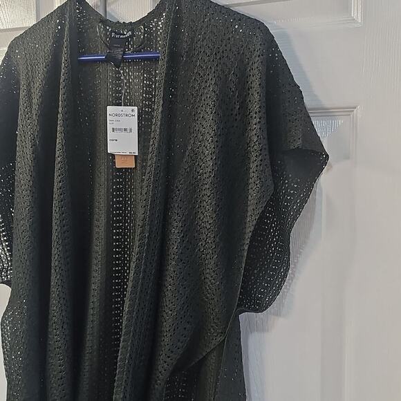 Steve Madden Open Coverup Vest Crochet Olive One Size NEW - Picture 4 of 15